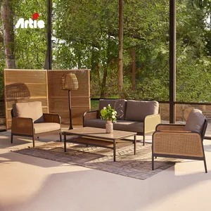 Artie All Weather Garden Wicker Sofa Outdoor Furniture Set Modern Luxury Garden Furniture Outdoor Sofa