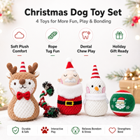 Ensemble de jouets de Noël 2026 pour chien avec peluche couineuse, nœud en corde de Père Noël et balle pour cadeaux de fêtes, jeux de traction et soulagement de l'ennui