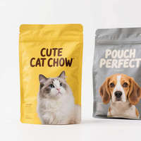 Sachets d'emballage en plastique personnalisés à fond plat gaufré, refermables, à huit soudures latérales, pour aliments pour animaux de compagnie (chats/chiens) - Vente en gros