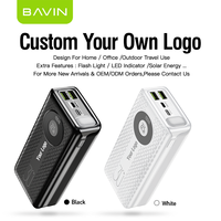 BAVIN Banque d'alimentation portable à charge rapide 22,5 W, grande capacité 30000 mAh, avec lampe torche LED, prix de gros d'usine, logo personnalisé