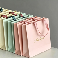 Tas Kertas Keras Putih Daur Ulang dengan Logo Kustom, Pegangan Anti-Robek, Penyangga Beban Stabil, untuk Kemasan Penjualan Kosmetik, Butik, dan Parfum