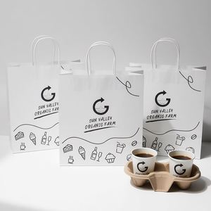 Bolsas de Papel Kraft para Té con Leche, Bolsas de Papel Marrón con Logotipo Personalizado para Suministros de Tiendas de Té de Burbujas - Product Image 5