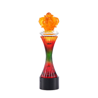 Trophée en cristal de haute qualité de 28 cm avec base ronde noire pour logo et design personnalisés, trophée créatif