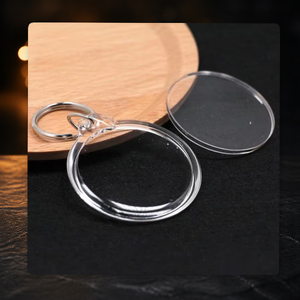 Porte-clés personnalisé en acrylique transparent vierge pour photo, porte-clés rond en plastique à clipser pour insertion d'image, vente en gros OEM - Product Image 5