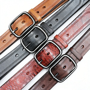 Cinturón de Cuero Genuino de Primera Calidad de 1.5 Pulgadas con Hebilla de Aleación, Estilo Retro, para Hombre, Casual, Vaquero, Diseño de Diseñador - Product Image 1