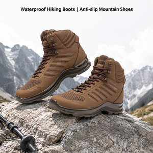 Bottes de randonnée imperméables pour hommes, dessus en daim, semelle extérieure en caoutchouc antidérapante, chaussures de randonnée en montagne pour la randonnée, le camping et la randonnée à dos - Product Image 1