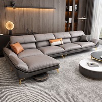 Sofá Seccional Esquinero Moderno y Elegante, Sofá Grande de 7 Plazas con Chaise Longue, Juego de Sofás de Tela, Muebles en Forma de L para Sala de Estar