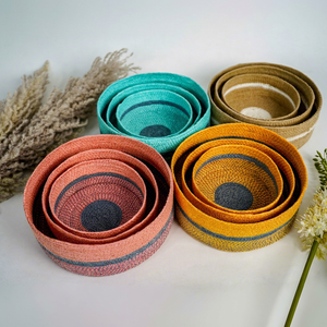 Handmade Braided Paper Roll <b>Baskets</b> Wholesale for Home Decor Storage Living Room Organizer India - Product Image 1