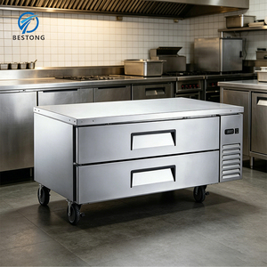 Mesa de Trabajo de Acero Inoxidable ETL con Refrigerador Bajo Encimera y Esquinas Interiores Redondeadas para Comedores Escolares - Product Image 2