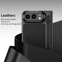 Étui de téléphone pliable en cuir PU avec cadre plaqué de luxe, anti-traces de doigts, pour iPhone Duo avec stylet, écran en verre trempé, couverture à charnière