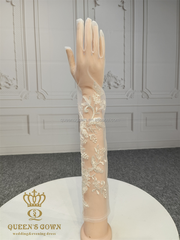 QUEENS GOWN Satin Bow Bridal Gloves