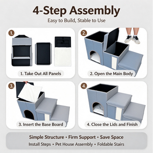 Muebles Multifuncionales para Mascotas, Escaleras Plegables para Perros, Escaleras Impermeables y Antipelusas para Mascotas, Casa Integrada para Gatos y Gabinete de Almacenamiento - Product Image 2
