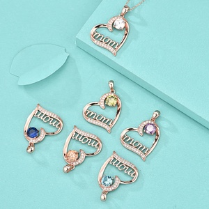 GP113 kalung mode untuk ibu 925 perak murni zirkon liontin hati cinta batu kelahiran perhiasan ulang tahun Ibu - Product Image 3