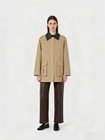 Damen Winter-Trenchcoat im Stil des Quiet Luxury, abnehmbares weißes Gänsedaunenfutter, lang, gewebt, winddicht, klassischer britischer Old-Money-Stil