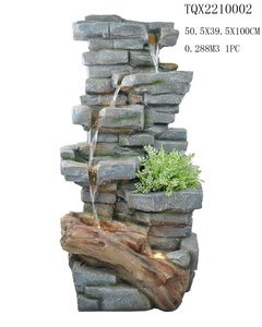 Fuente de agua de roca apilada con base de tronco de árbol, jardinera para plantas, decoración de jardín exterior al por mayor - Product Image 6