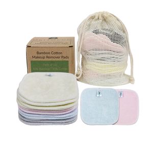 Tampon <span class=keywords><strong>démaquillant</strong></span> en tissu de bambou biologique <span class=keywords><strong>carré</strong></span> réutilisable écologique Tampon en coton imprimé avec logo personnalisé pour nettoyant <span class=keywords><strong>lavable</strong></span> en vrac - Product Image 1