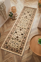 Washable Faux Sheepskin Low Pile Waterproof Runner Rug Vintage Oriental Floral Hallway Anti-Slip Backing Decorative Area Rug