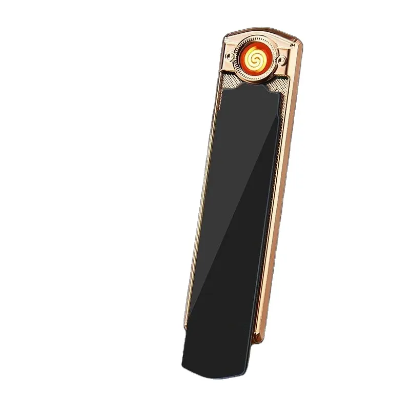 Pemantik Rokok Elektrik Tahan Angin Logam, Pemantik Api Pengisi Daya USB Kecil dengan Penutup Geser