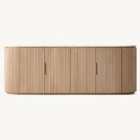 Meuble TV RH moderne en chêne haut de gamme, taille personnalisable, console multimédia 4 portes, plateau en marbre de luxe, bois artisanal, divertissement