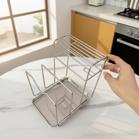Organisateur de cuisine minimaliste durable de qualité supérieure en acier inoxydable SUS304, porte-couteaux 3-en-1, support pour planche à découper, rangement amovible