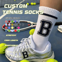 Chaussettes de tennis personnalisées hautement élastiques, tissu anti-humidité, emballage gratuit, logo personnalisé pour les entraînements et les matchs de club, vente en gros
