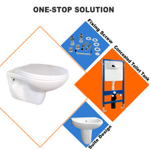 Fohome Inodoro montado en la pared sin montura P Trap Colgando Suspendido Toilette Wc Inodoro colgado en la pared para Baño - Product Image 5