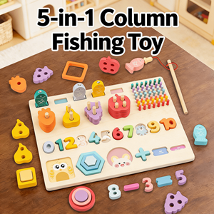 <span class=keywords><strong>Gioco</strong></span> da Tavolo Educativo in Legno 5 in 1 per <span class=keywords><strong>Bambini</strong></span>, Puzzle di <span class=keywords><strong>Pesca</strong></span> Multifunzionale con Abbinamento di Forme per Asilo - Product Image 2