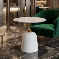 Table basse moderne et simple pour salon d'hôtel ou chambre à coucher, en pierre frittée, avec plateau rond, table d'appoint