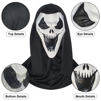 Masque en caoutchouc souple Fang Face, couvre-tête d'horreur, démon roi, costume effrayant pour Halloween, fête costumée, personnalisable