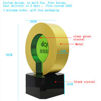 Ballon de cristal vert en métal acrylique, remise de diplôme et remise de prix, trophée en métal, trophée d'entreprise personnalisé, vente en gros