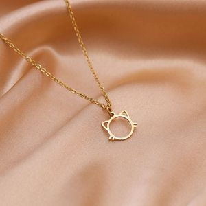 新品到货 18k PVD 金项链 不锈钢链条项链 可爱猫头狗马头狗爪吊坠项链 2026 - Product Image 2