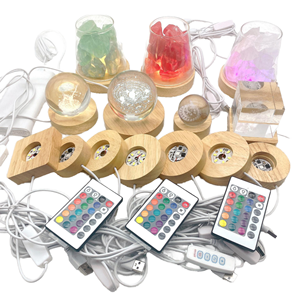 Creative <span class=keywords><strong>LED</strong></span> lampada in legno massello con Base RGB 6cm 8cm 10CM USB sfera di cristallo ornamenti rotondo quadrato Design per camera da letto - Product Image 1