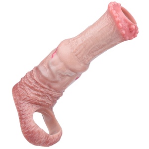 Funda texturizada de silicona suave para pene con diseño de caballo para hombres, anillo para pene para mayor grosor y retardo - Product Image 4