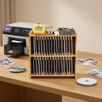 Support de rangement empilable en bambou pour CD/DVD avec pieds en caoutchouc pour la maison, le salon, vente en gros, OEM, logo personnalisé