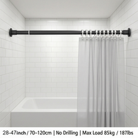 Tringle de Douche Extensible Robuste en Fer, Réglable 70-120cm, Diamètre 25mm, Épaisseur 0.7mm, Installation Sans Perçage