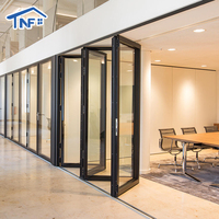 Porte pliante extérieure moderne en aluminium imperméable avec isolation thermique, porte accordéon horizontale