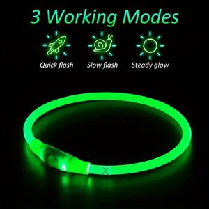<span class=keywords><strong>Collar</strong></span> LED para Perro Personalizado por el Fabricante, Ajustable, Recargable Tipo C, Luminoso para la Noche, Luz Antiperdida, Brillante de PVC Sólido - Product Image 4