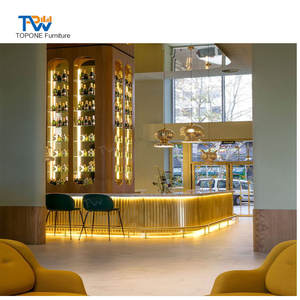 Mostrador de servicio de taberna de restaurante en forma de L amarillo barato de diseño clásico Mostrador de Bar de cerveza - Product Image 5