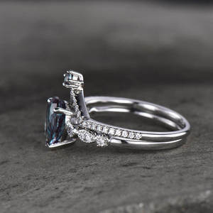 Nhẫn Xếp Hình Alexander Đá Quý Màu Xanh <span class=keywords><strong>CZ</strong></span> 925 Bán Chạy Nhẫn Bạc Sterling - Product Image 3