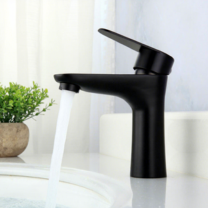 Grifo de Lavabo Himesi de Acero Inoxidable 304, Acabado Negro Mate, Monomando, Un Solo Orificio, Válvula de Cerámica, Agua Fría/Caliente - Product Image 1