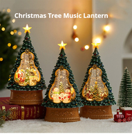 Lanterne de Noël avec boîte à musique, lumière LED, lampe à neige, lumière décorative de nuit, cadeau, ornement