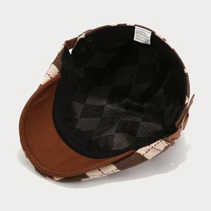 Nouveau chapeau gavroche rétro à carreaux diamantés style européen et américain pour hommes et femmes - Product Image 5