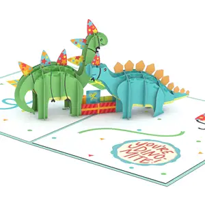 Dinosaur Birthday Pop-Up Card Birthday Card For Kids Handcrafted 3D Pop-Up Greeting Card