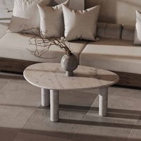 Table basse en marbre blanc Bianco Carrara sur mesure, table de salon de luxe pour projet d'aménagement intérieur de villa