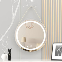 Accrocher mural décoratif rond miroir moderne luxe intelligent LED interrupteur tactile contrôle hôtel maquillage lune vanité avec éclairage