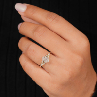 Anillo de Mujer Elisa Jewelry, IGI Vvs, Corte Hexagonal, Oro Real de 10K, 14K, 18K, Anillo de Compromiso y Boda con Diamante Cultivado en Laboratorio