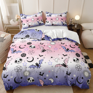 Set di Biancheria da Letto con Copripiumino 3D di Qualità con Motivo Scheletro e Ragnatela di Halloween - Product Image 5