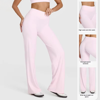 Pantalon de yoga taille haute pour femme, coupe droite, ample et amincissant, couleur unie, personnalisable
