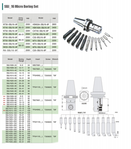Jeu d'outils de perçage en carbure de haute précision SBJ <span class=keywords><strong>NBJ</strong></span> 16 (0,008 mm) pour fraiseuse BT3040/50, personnalisable OEM, avec roulement - Product Image 6