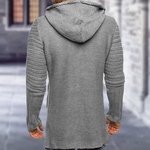Kardigan rajut bertudung pria, kardigan panjang Slim Fit Hip Hop Punk Pull Homme musim gugur musim dingin untuk lelaki - Product Image 4